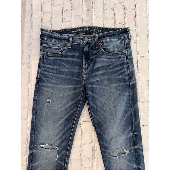 American Eagle Men's 32x30 Next Level Flex Slim Fit Jeans Dark Wash Skinny - Picture 2 of 5